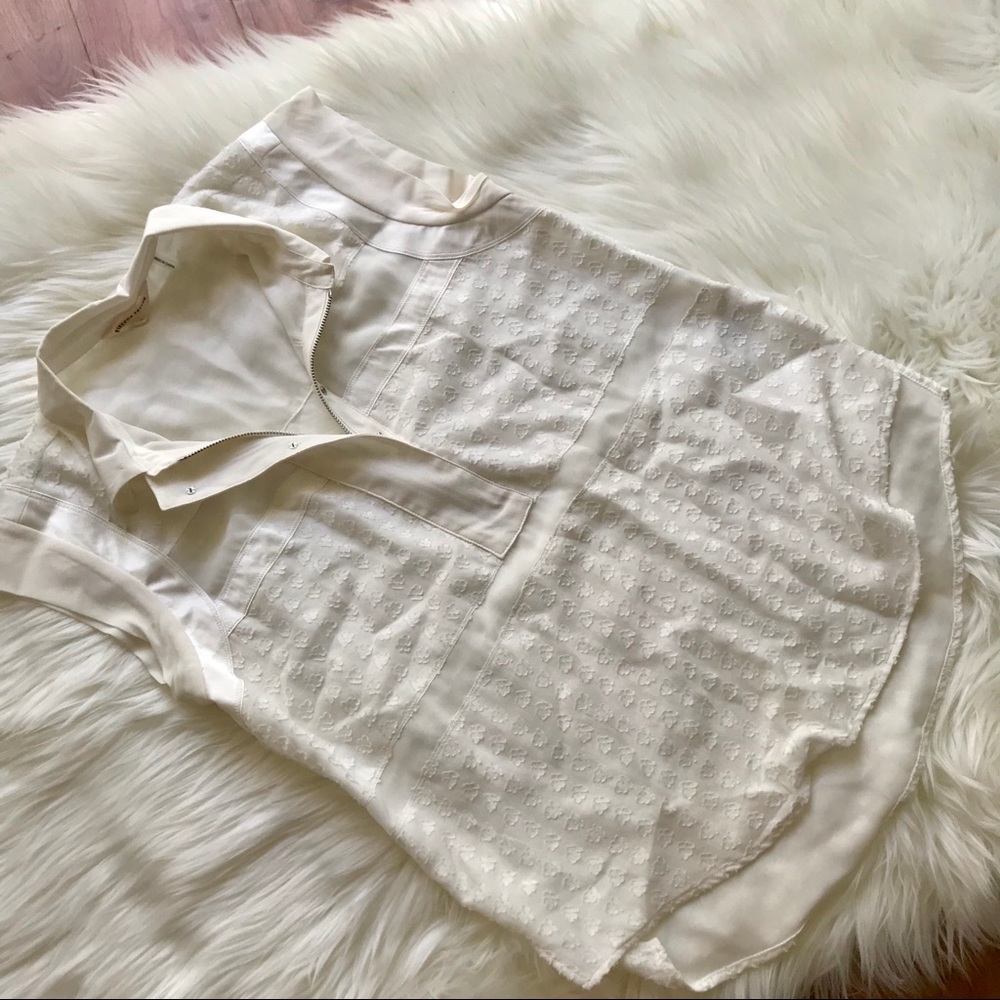 Rebecca Taylor ivory/white sleeve less blouse
